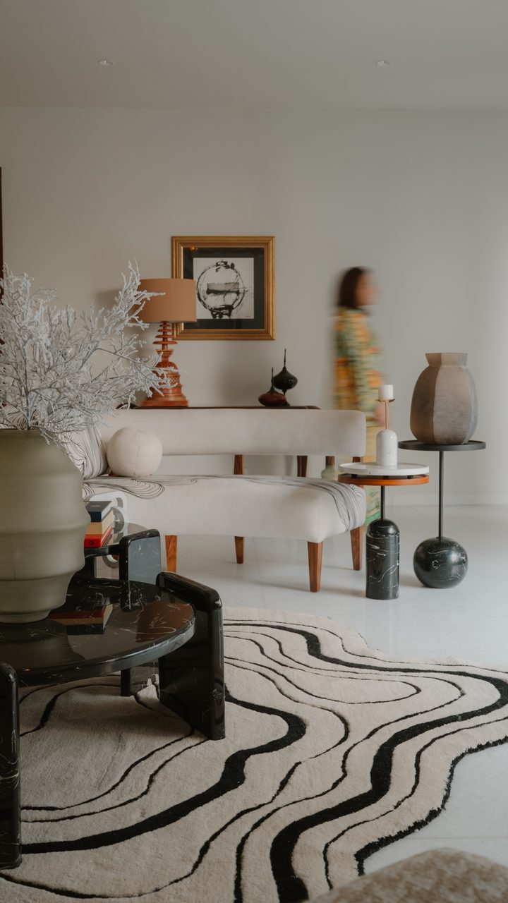 Walking past the console in the finished lounge
